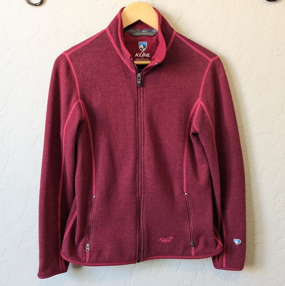 Kuhl Chianti Fleece Wool Full Zip Red Jacket Sweater